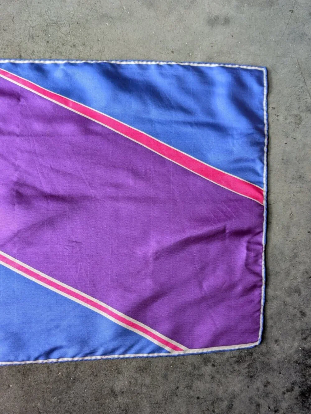 Vintage Vera Silk Purple Blue Pink Colorblock Striped Long Scarf